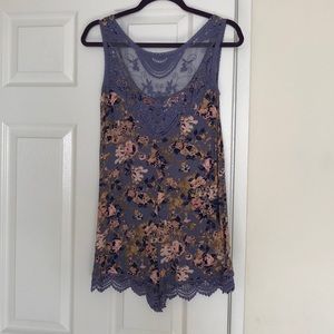 Worn twice SPRING purple floral romper